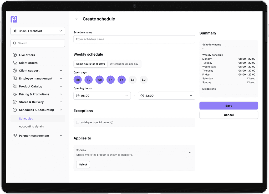 Store Scheduling Redesign